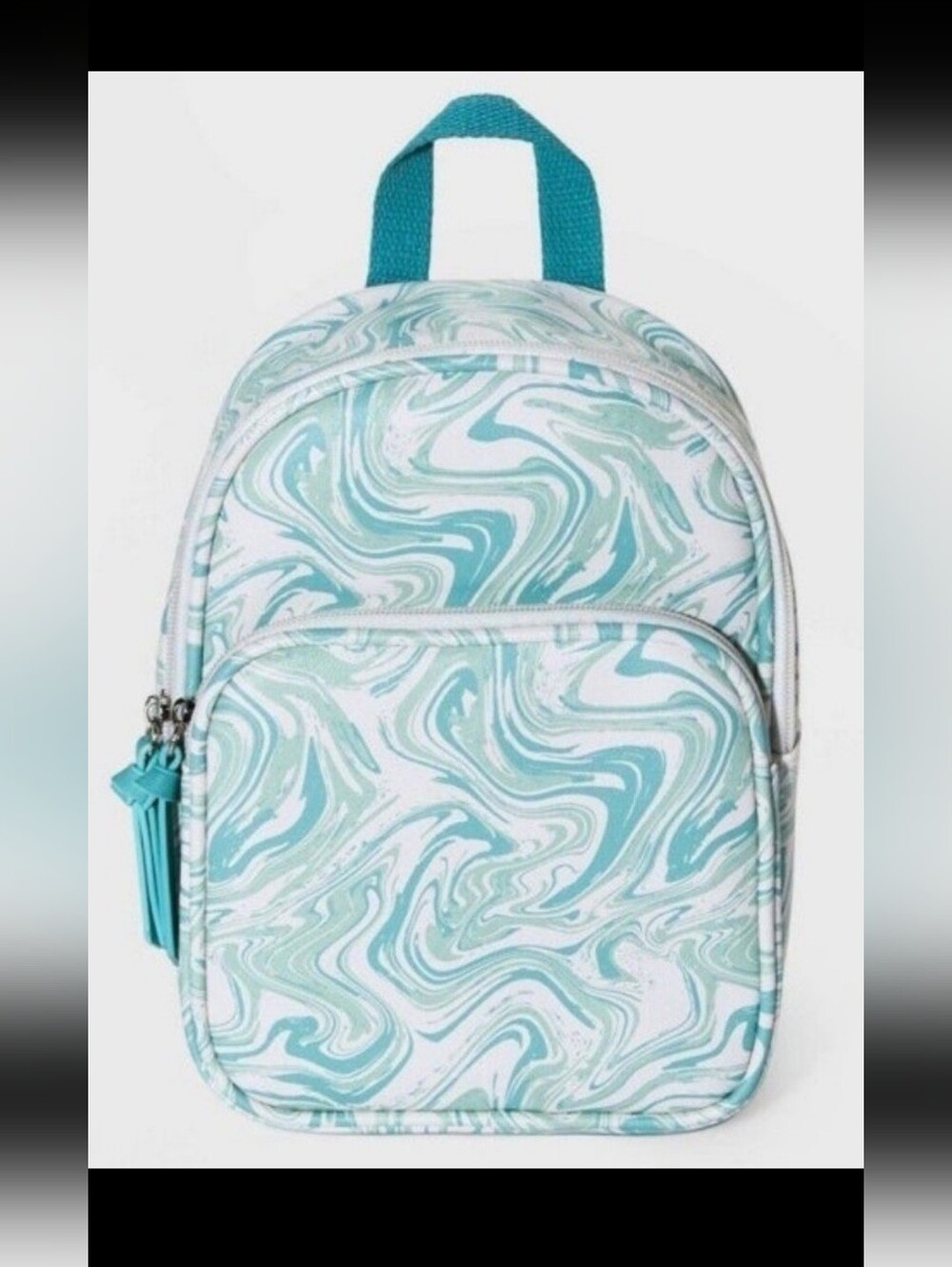Art Class Teal and White Marble Mini Backpack